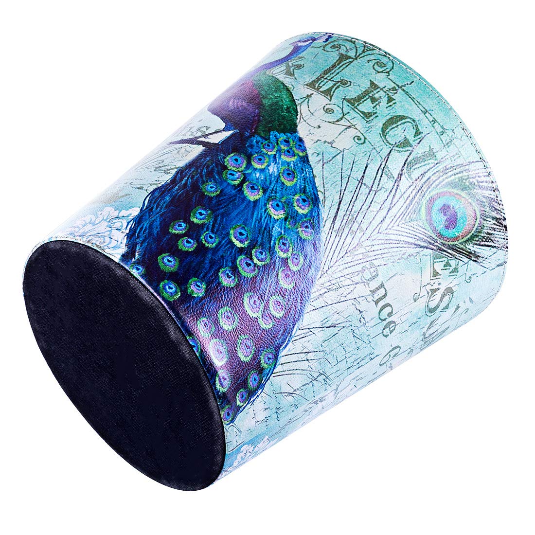 10L Retro Style Kitchen Trash Can Bedroom Trash Bin Wastebasket for Bathroom Office Living Room (Peacock)