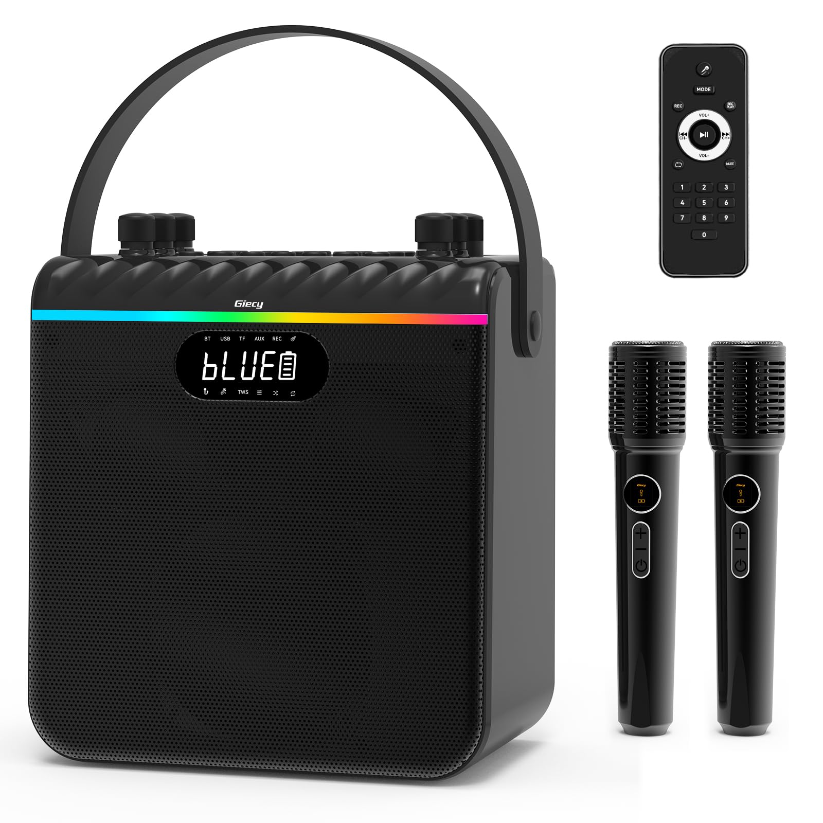 Enceinte karaoké Bluetooth avec woofer, Tweeter et 2 micros sans Fil