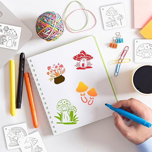 Vista 108 de Augshy Plantillas de Halloween, paquete de 56 plantillas de pintura de calabaza, plantillas de plástico para pintar sobre adornos de madera