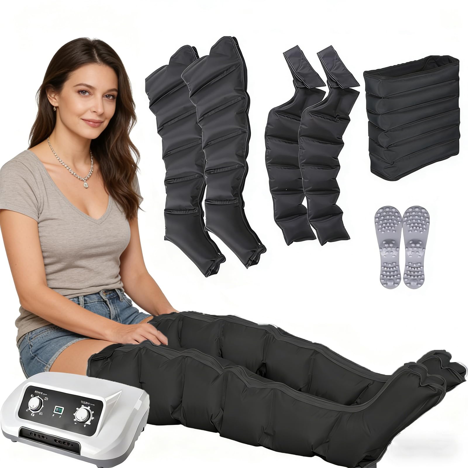 GZGHRZQS Compression Boots | Lymphatic Drainage Leg Massager | XXL Pressotherapy Air Compression Leg Foot Massager | Electric Circulation Improve Pain Waist Leg Arm Relax | Lymphatic Drainage Machine