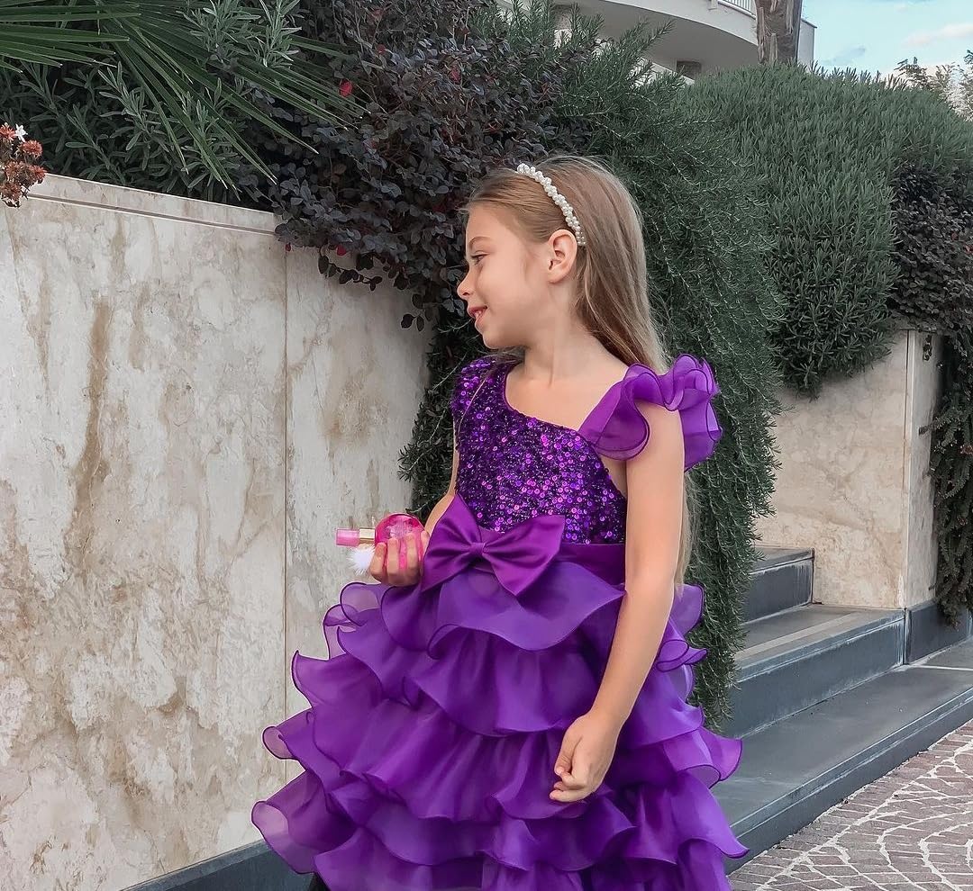 Miipat Girls Pageant Party Dress Ruffle Flower Kids Wedding Ball Gown Sequin Formal Princess Dress 4-9 Years - Image 2