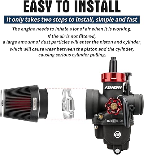 Miniatura 3 de NIBBI Filtro de aire CNC de 1.81 pulgadas redondo cónico, filtros de aire universales para Dirt Bike ATV Quad Go Kart Pit Dirt Bike Parts