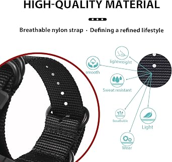 Replacement Nylon Watch Straps Compatible with Casio G-Shock Model GA-100 / GA-110 / GA-100C / GA-300 / GA-120 / GA-200 / GD-100 / GA-140 / GA-735 / GA-800 / DW-5600 / DW-5600 / DW-5600 610 DW-5300