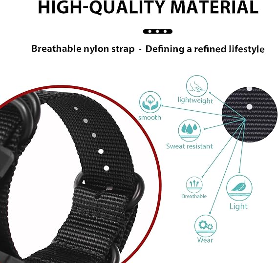 Replacement Nylon Watch Straps Compatible with Casio G-Shock Model GA-100 / GA-110 / GA-100C / GA-300 / GA-120 / GA-200 / GD-100 / GA-140 / GA-735 / GA-800 / DW-5600 / DW-5600 / DW-5600 610 DW-5300
