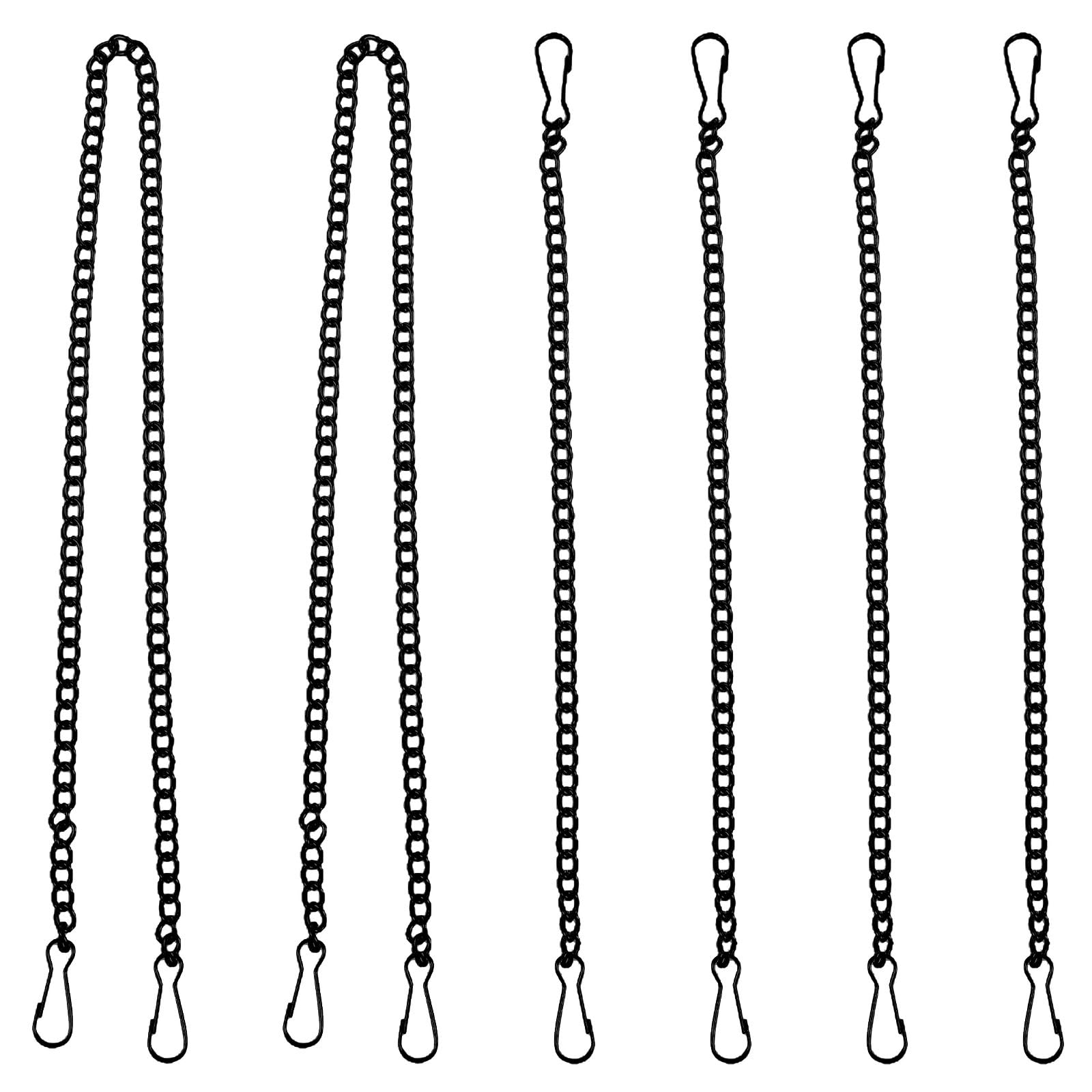 Kisangel 6Pcs Black Iron Hanging Chains - 25cm/50cm Heavy-Duty with Hooks, Rust-Resistant for Bird Feeders Planters Signs Lanterns Garden Home Advertising Posters