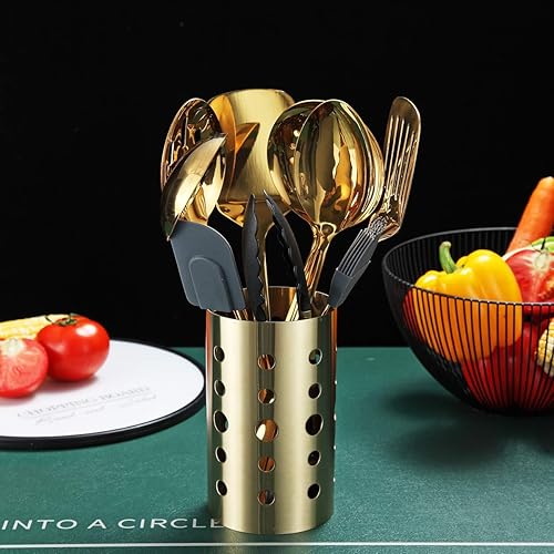 Miniatura 6 de Berglander - Juego de utensilios de cocina de acero inoxidable de 13 piezas con chapado en oro de titanio juego de herramientas de cocina con