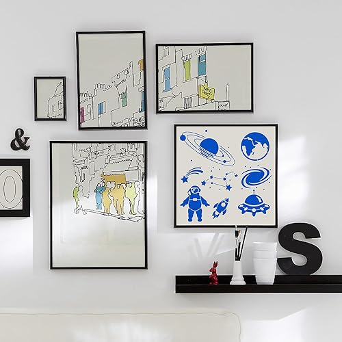 Miniatura 6 de GORGECRAFT Plantilla de planetas del sistema solar de 30 × 11.8 in, plantilla de astronauta, plantillas de dibujo con temática de espacio exterior,