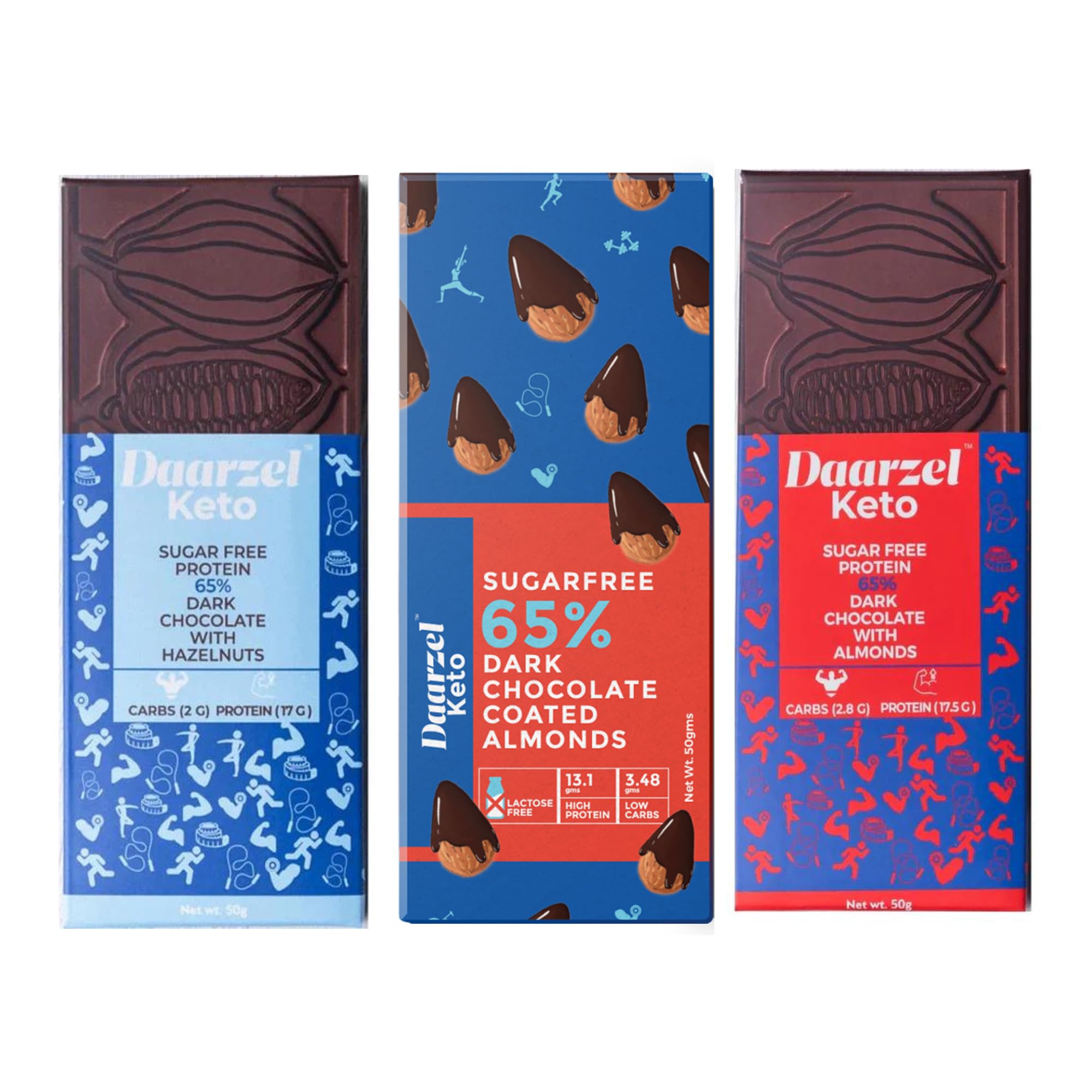 AMBRIONA Daarzel Keto Snacks High Protein Sugar Free Dark Chocolate|65% Cocao With Almonds,Hazelnut Protein Bar|Lactose-Free,All-Natural|Low Carb,Maltitol-Free|150 Gm (B084NV8XM7) Amazon Price History, Amazon Price Tracker