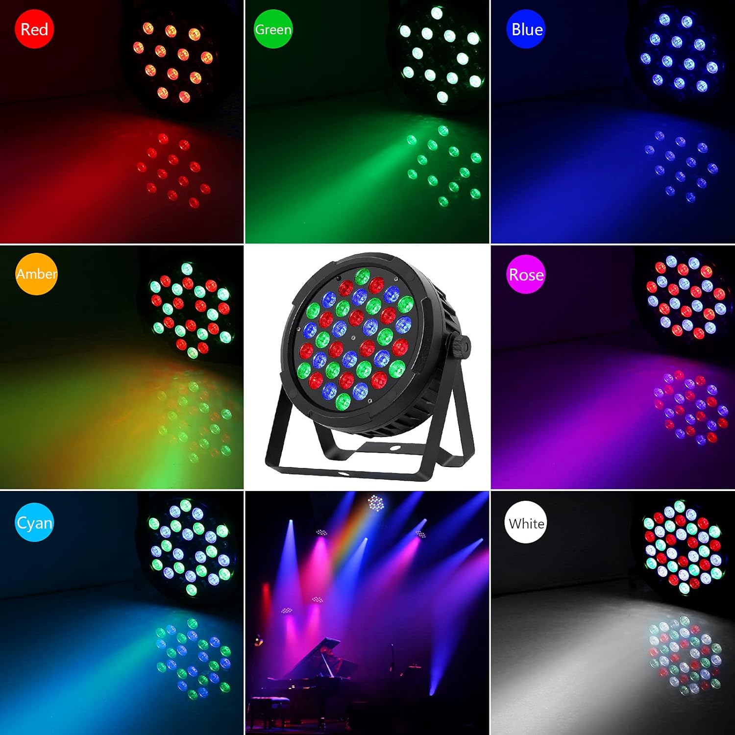 Stage Lights, OPPSK 36W 36LEDs RGB Par Light Auto Play Sound Activated by Remote & DMX Control Uplighting for Church Wedding Birthday Christmas Stage Lighting - 2 Pack : Musical Instruments