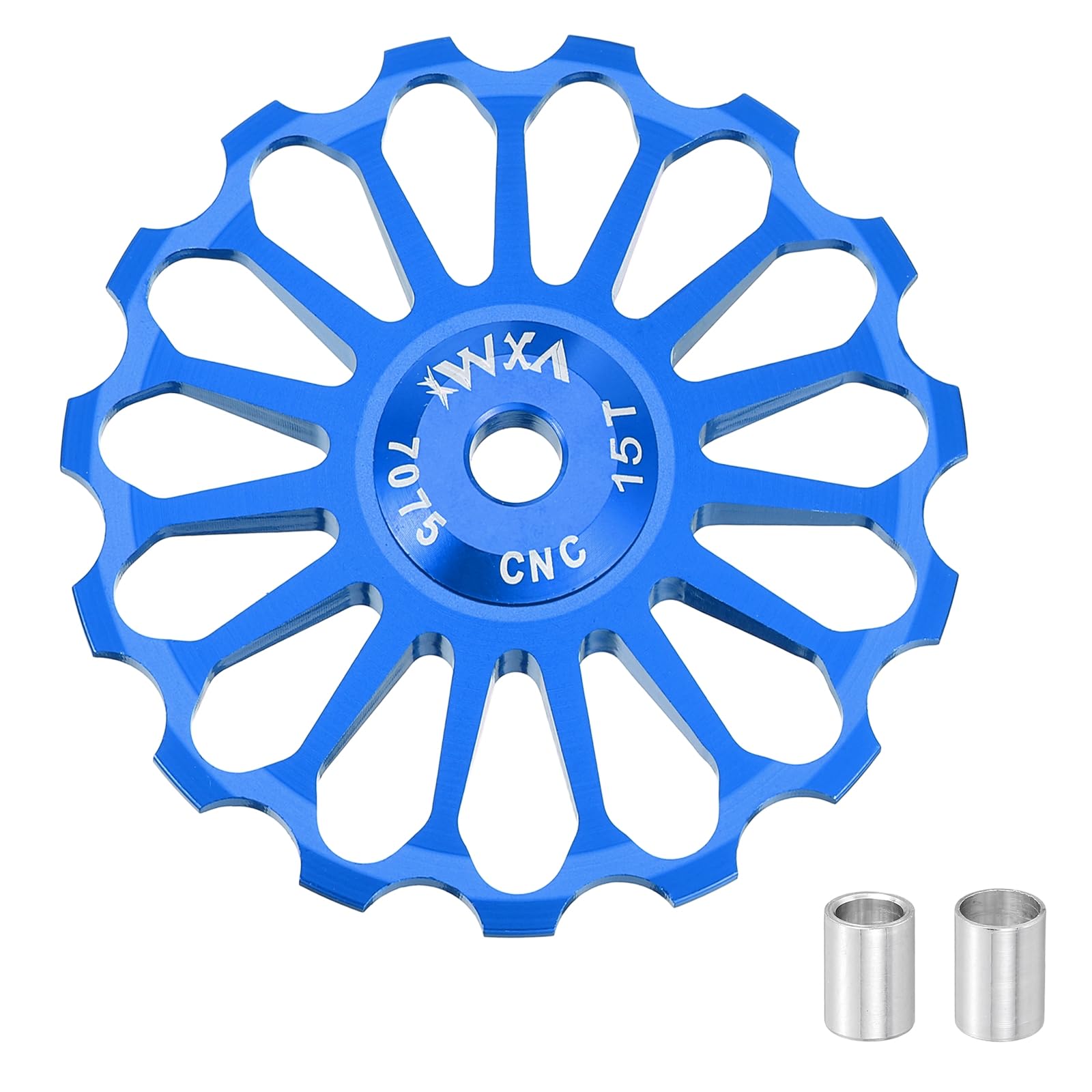 sourcing map 1 Set Bicycle Rear Derailleur Pulley 15T Ceramic Bearing Wheel Aluminum Alloy Guide Roller Wheels for 8/9/10/11 Speed Transmission System Road Bike Mountain Bike MTB BMX, Blue