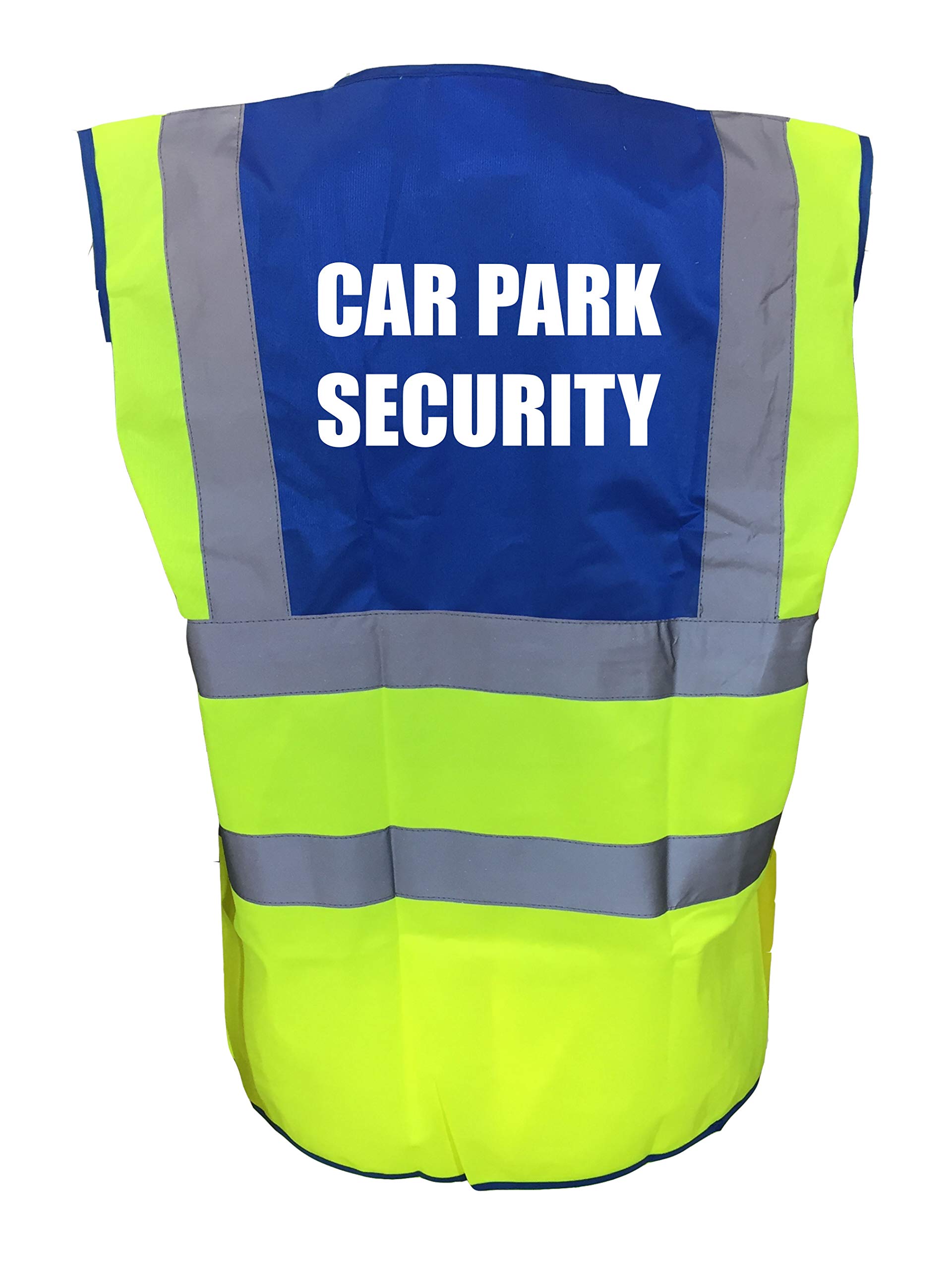 Brook Hi Vis Uk Unisex Yellow And Blue Car Park Printed Hi Vis Vest/Waistcoat, Security Officer, Security Car Park, Doorman, Bouncer, Events, Xxxlarge