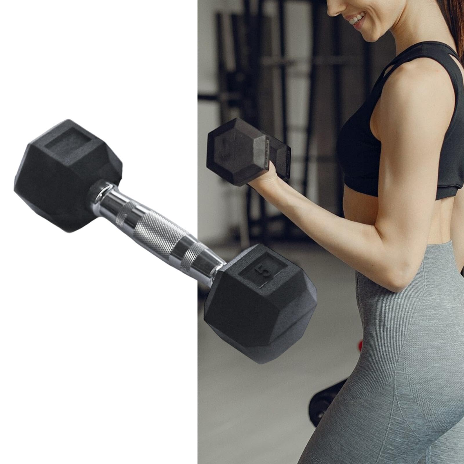 Manubrio Ottagonale Fitness Professionale in Gomma con Impugnatura Antiscivolo Ergonomica per Allenamenti Palestra Adatto a