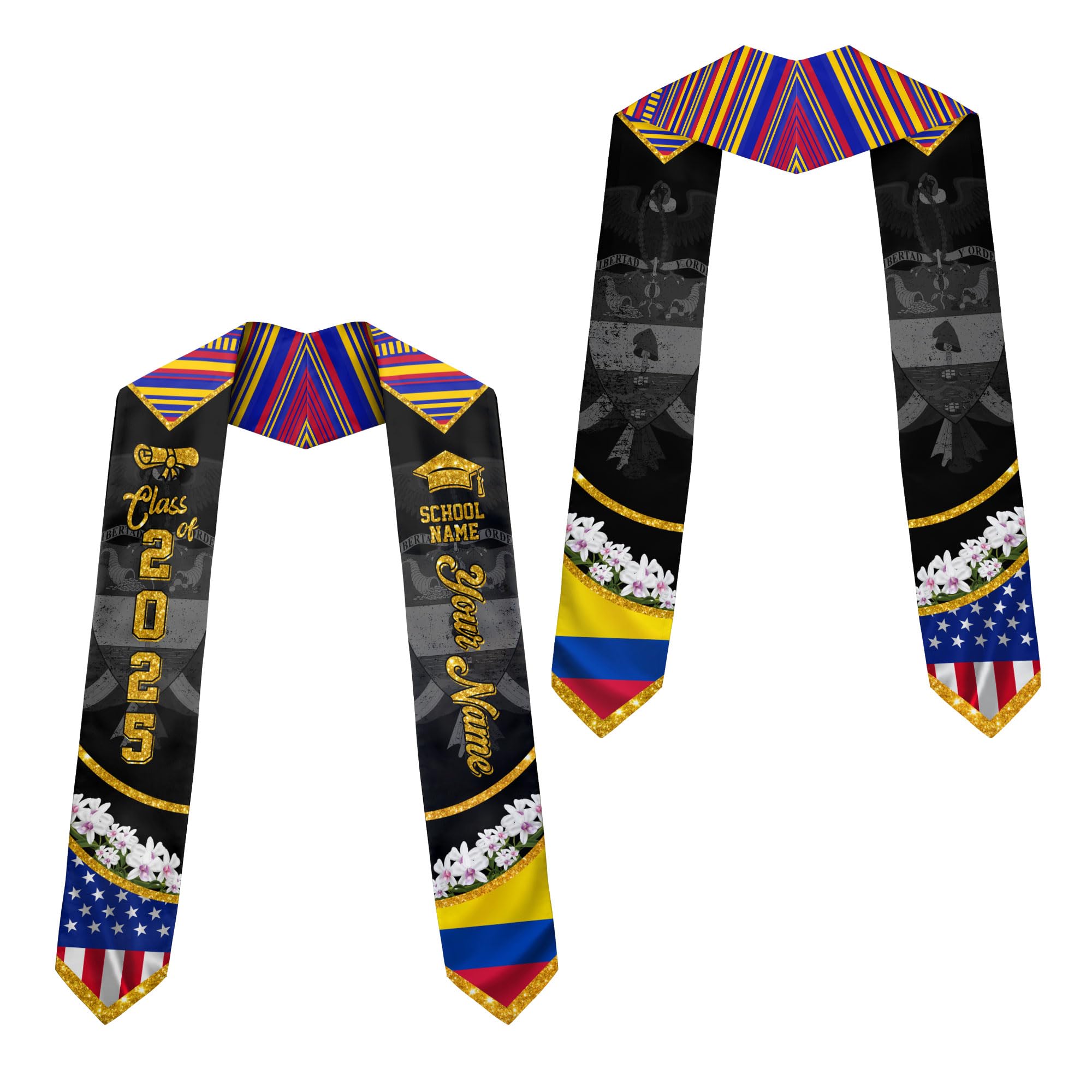MonkeyVan Colombians Graduation Sash, Custom Colombians American Flag Graduation Sash 2025, Colombia Graduation Stole Clb8