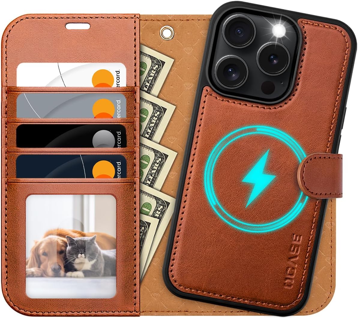 OCASE for iPhone 16 Pro Max Case Detachable Wallet Case with Card Holder, 2 in 1 Pu Leather Flip Folio with RFID Blocking Stand Wrist Strap Shockproof Phone Cover 6.9 Inch 2024, Brown Brown iPhone 16 Pro Max