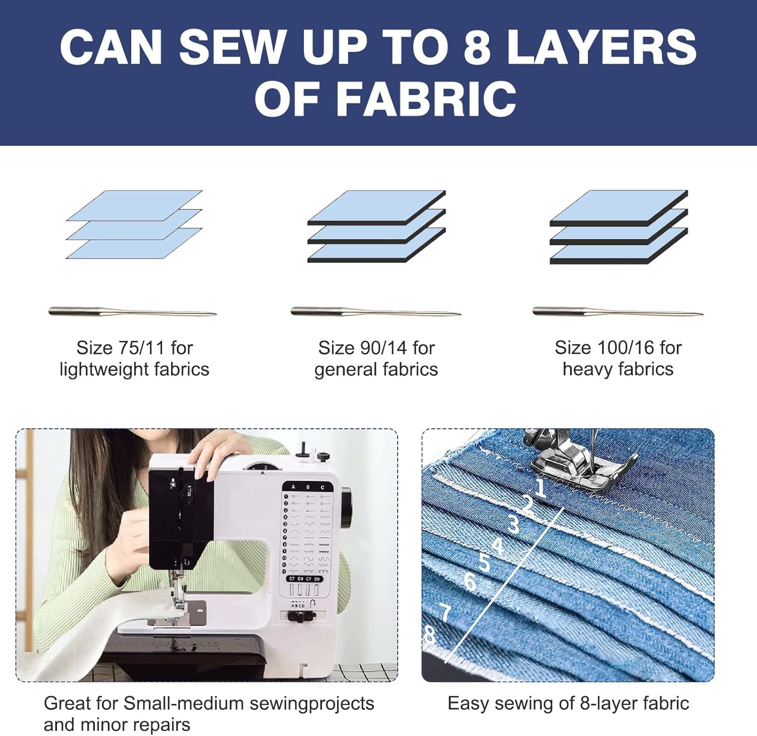 Máquina de Coser con mesa de extensión, Máquina De Coser Profesional, Máquina De Coser Portátil, máquina de coser para principiantes con 38 programas de costura de 2 velocidades, con accesorios
