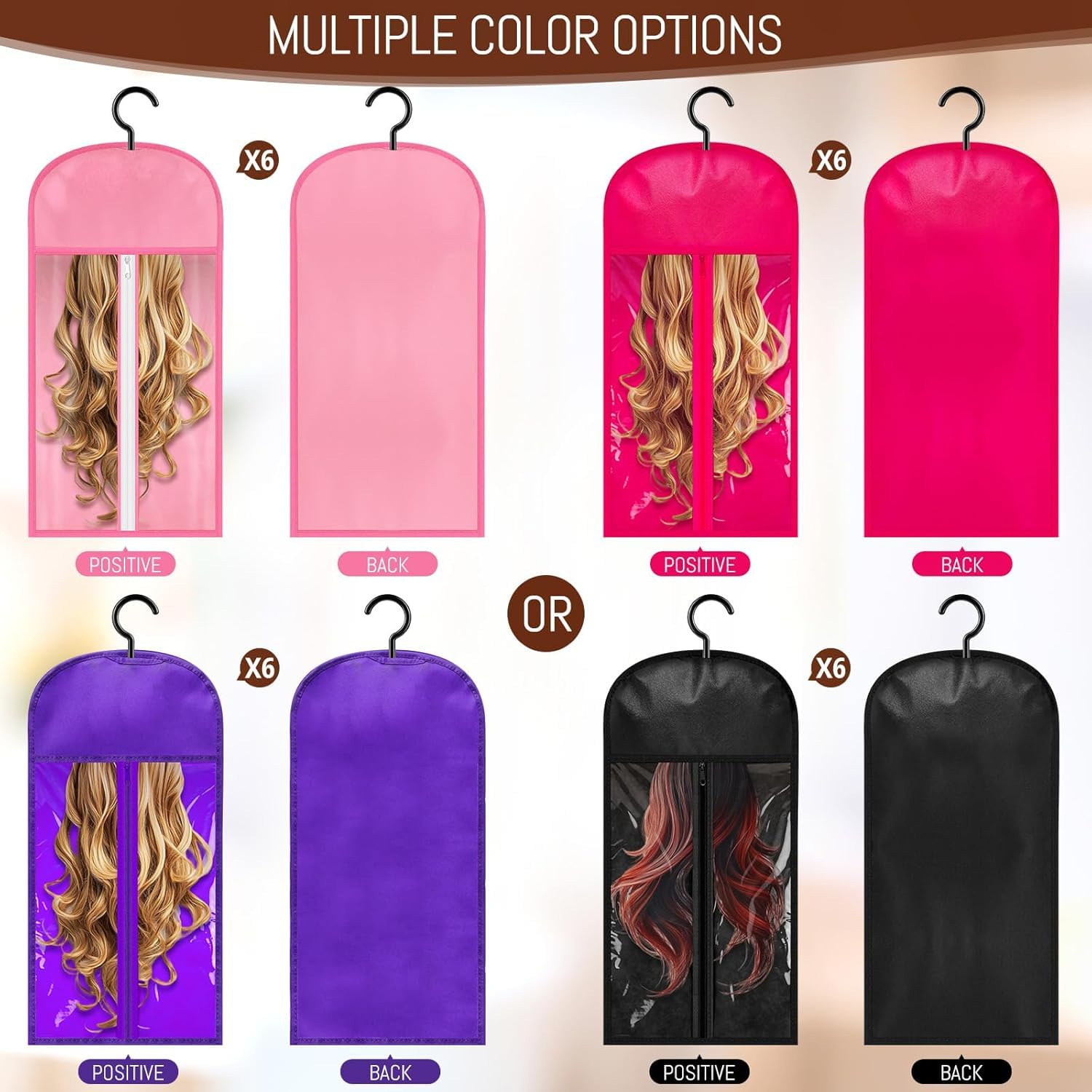 6 Pcs Premium Hair Extension Storage Bag with Hanger - Image 2