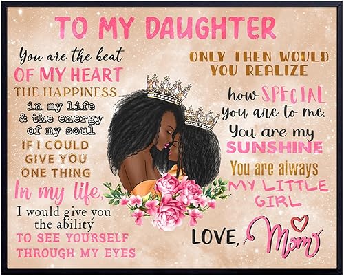 Black Mother Daughter Wall Art - African Americans Black women Wall Art & Decor - Baby shower Gift - Nursery Wall Art - Pink Girls Room Girls
