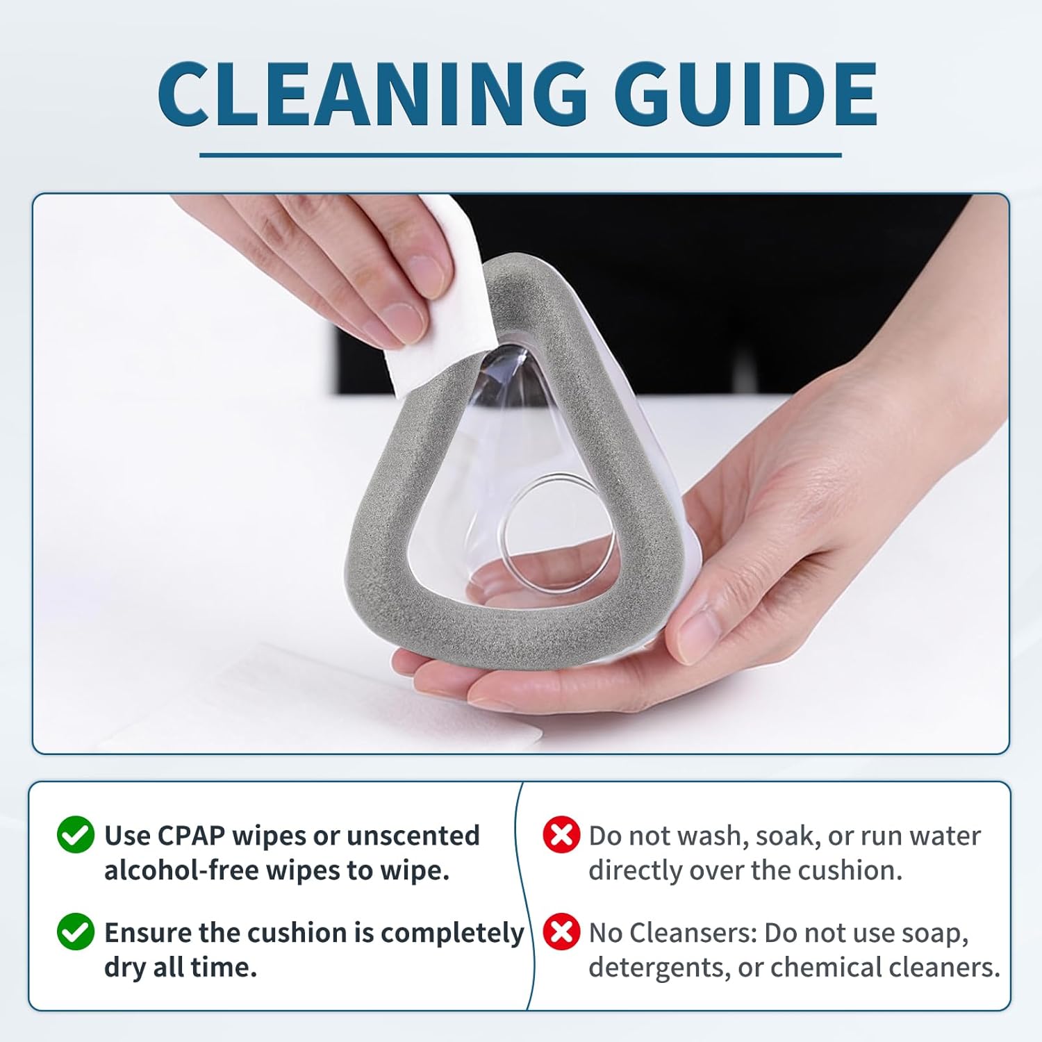 Replacement Cushions for AirTouch F20, Memory Foam Cushion for AirFit F20 & AirTouch F20 Frame, Optimized Comfort & Secure Seal, F20 Mask Large for Full Face CPAP Users, 2-Pack