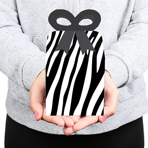 Miniatura 8 de Big Dot of Happiness Cajas de regalo cuadradas con estampado de cebra, cajas de lazo para fiesta de safari, juego de 12