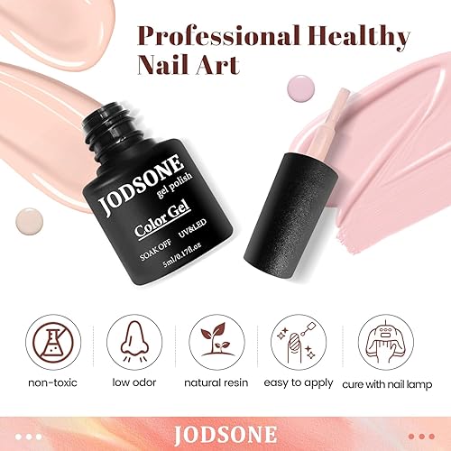 Miniatura 51 de JODSONE - Kit de esmalte de uñas de gel con lámpara ultravioleta de 32 colores, gel de uñas permanente para arte de uñas, estética u hogar, gel