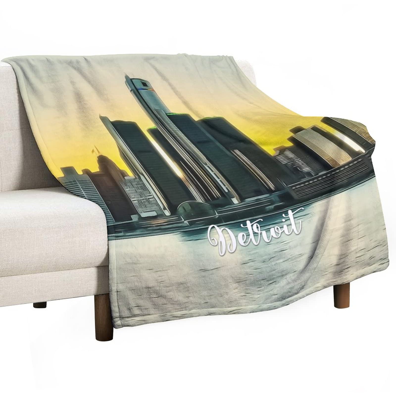 Couverture pour couple Détroit paysage urbain art moderne et cosy