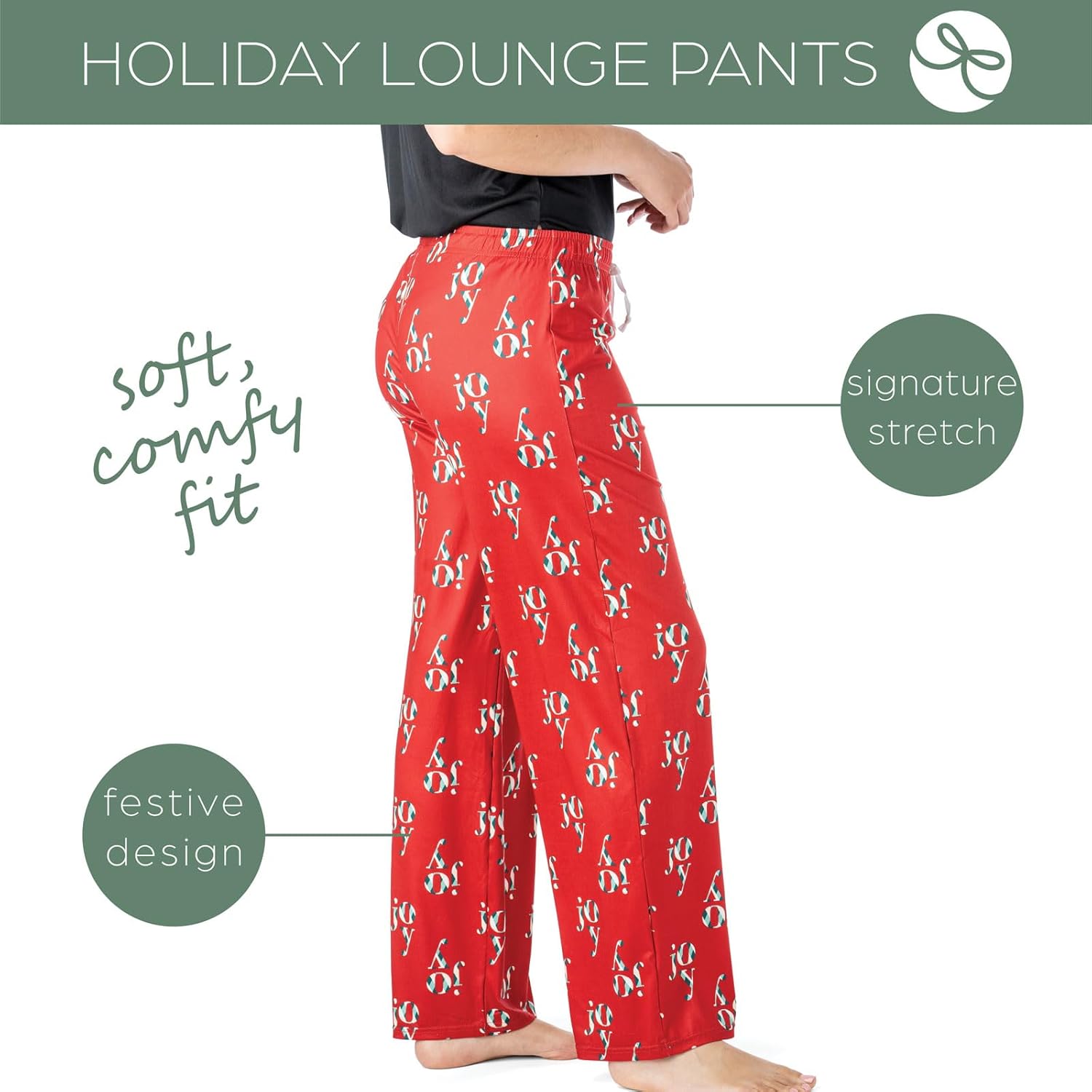 Hello Mello Women's Christmas Winter Holiday Lounge Pants With Gift Travel Tote - Image 4