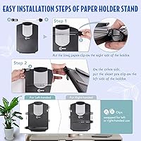 Vista 6 de EHO Soporte inferior ajustable para documentos con borde de estante de 0.197 in, soporte de papel portátil para leer, escribir, con clip, guía