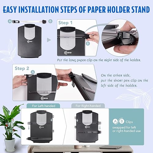 Miniatura 6 de EHO Soporte inferior ajustable para documentos con borde de estante de 0.197 in, soporte de papel portátil para leer, escribir, con clip, guía