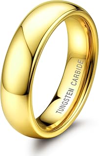 2mm 4mm 6mm 8mm Tungsten Rings for Men Women Hypoallergenic Wedding Band Rings Gold/Silver Domed High Polish Comfort Fit Size 6-12 Not Tarnished