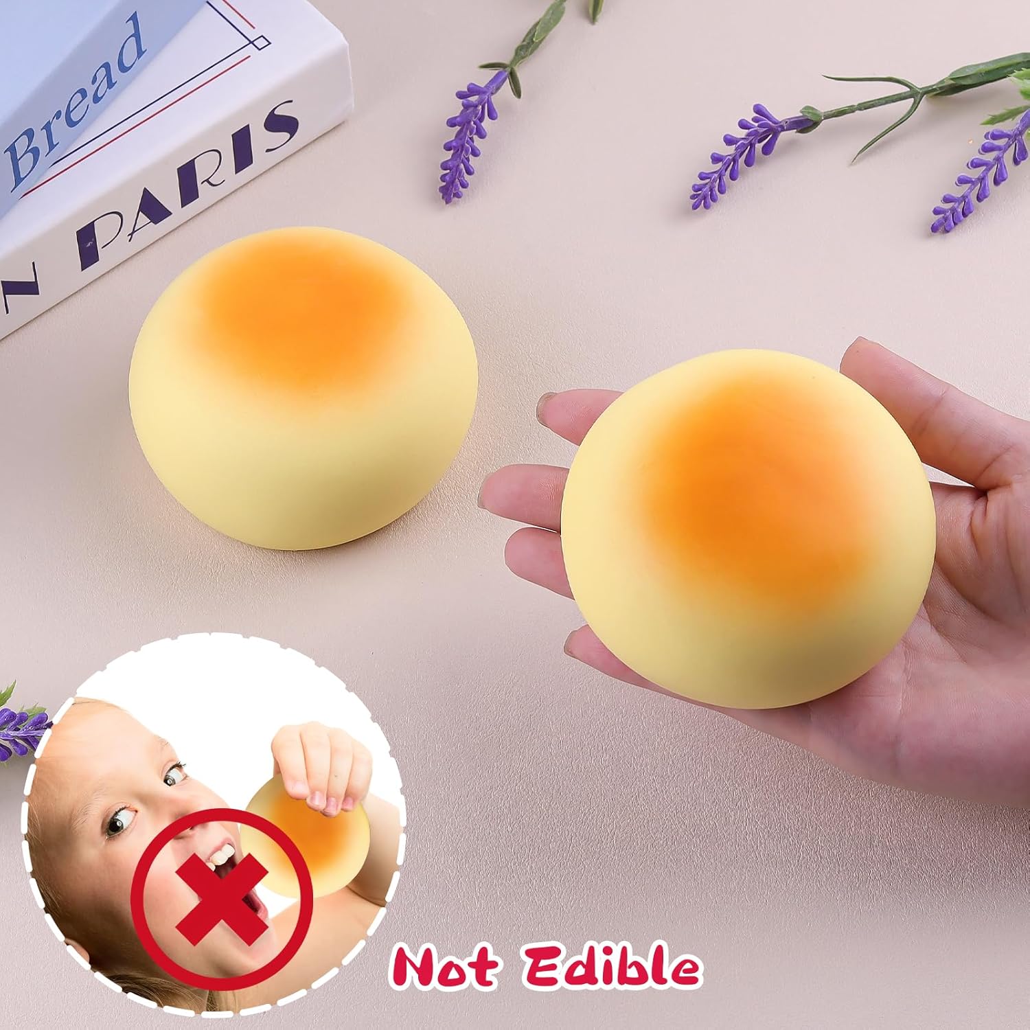 2 Pcs Anboor Slow Rising Squishies Toys for Kids Bread Squishys Foam Food Dinner Roll Jumbo Big Stress Squishes Cute Giant Squeeze Toy