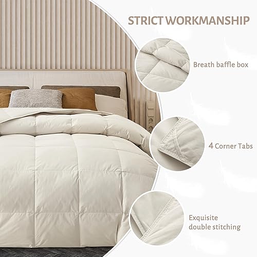 Miniatura 3 de Bafode Edredón de plumón de ganso tamaño individual, relleno de edredón para todas las estaciones, calidad de hotel, edredón de plumón de ganso
