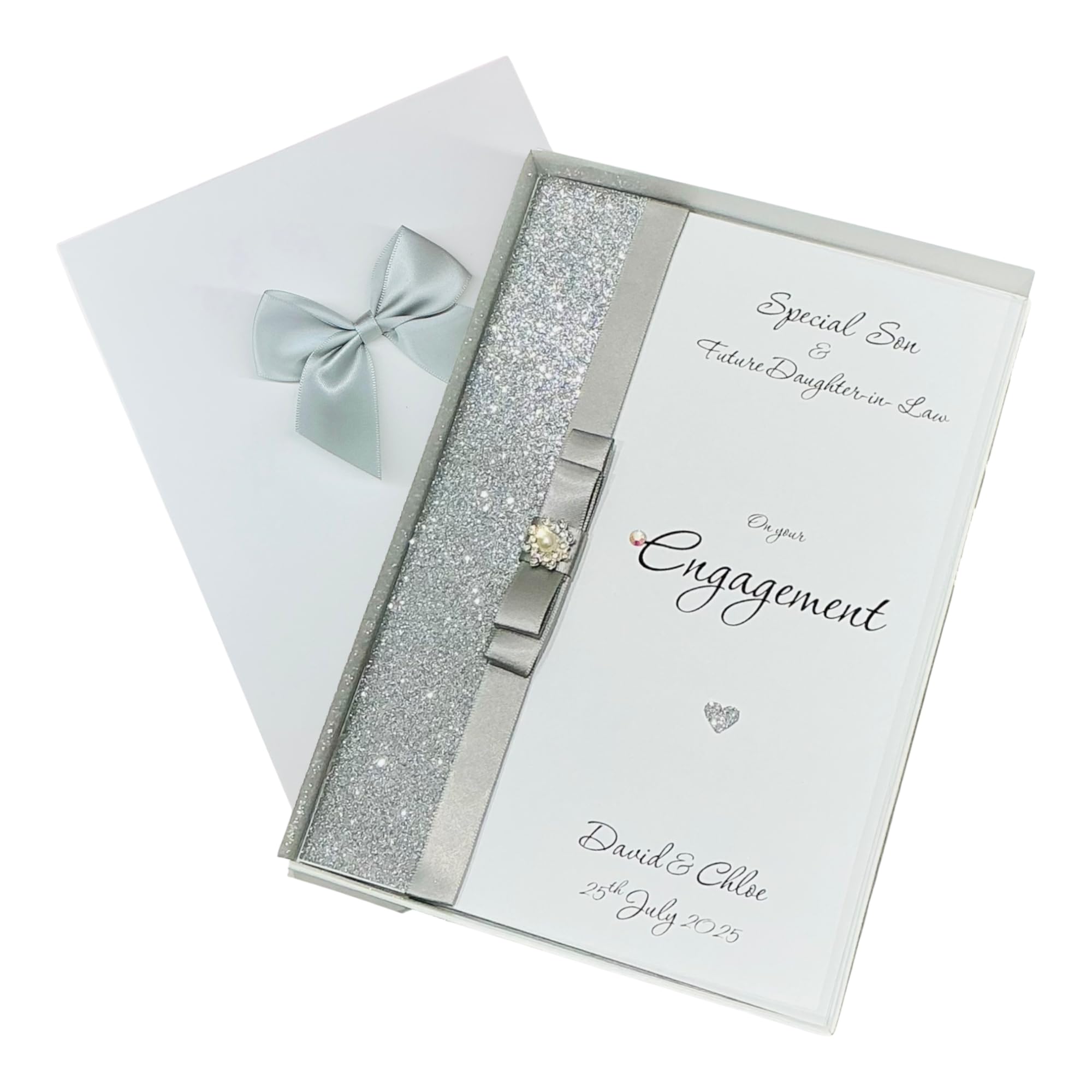 Son & Future Daughter-in-law Engagement Card Greeting Card, Personalised Gift Congratulations - Various Designs to Choose Luxury Bow (Son & FDIL)