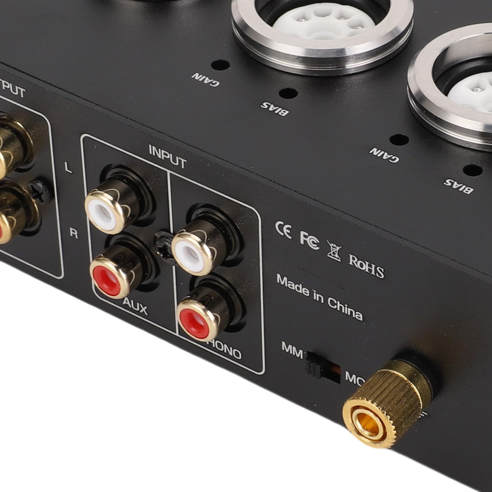 Akozon Preamplificatore Phono a Valvole, Jack per Cuffie 3,5 Mm, Controllo degli Alti e dei Bassi, Amplificatore Stereo per Giradischi (Plug UE (100-240 V))