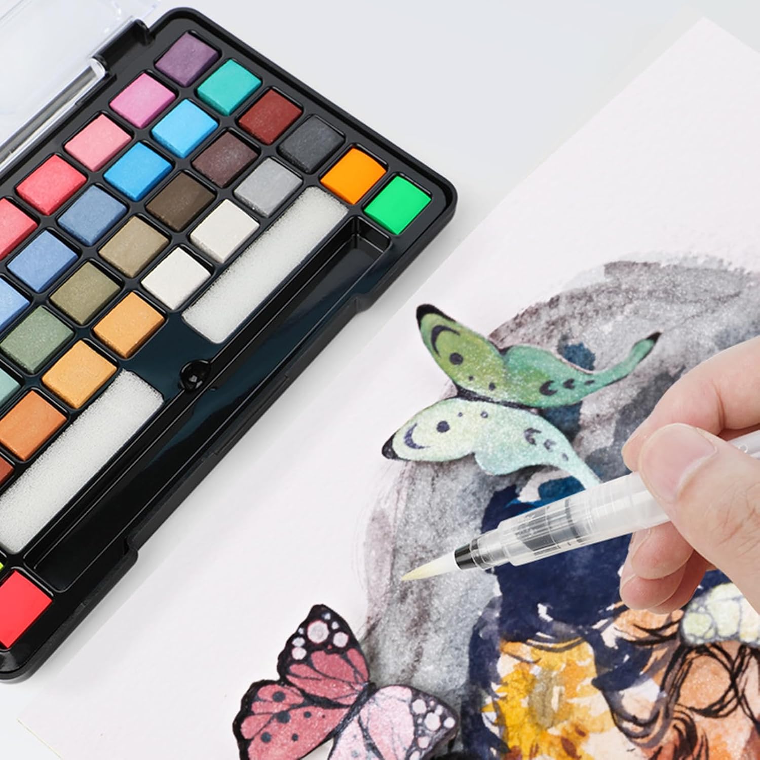 40/50/100 色真珠光沢のある水彩絵の具水彩絵の具セットアート絵画用品趣味の画家のため