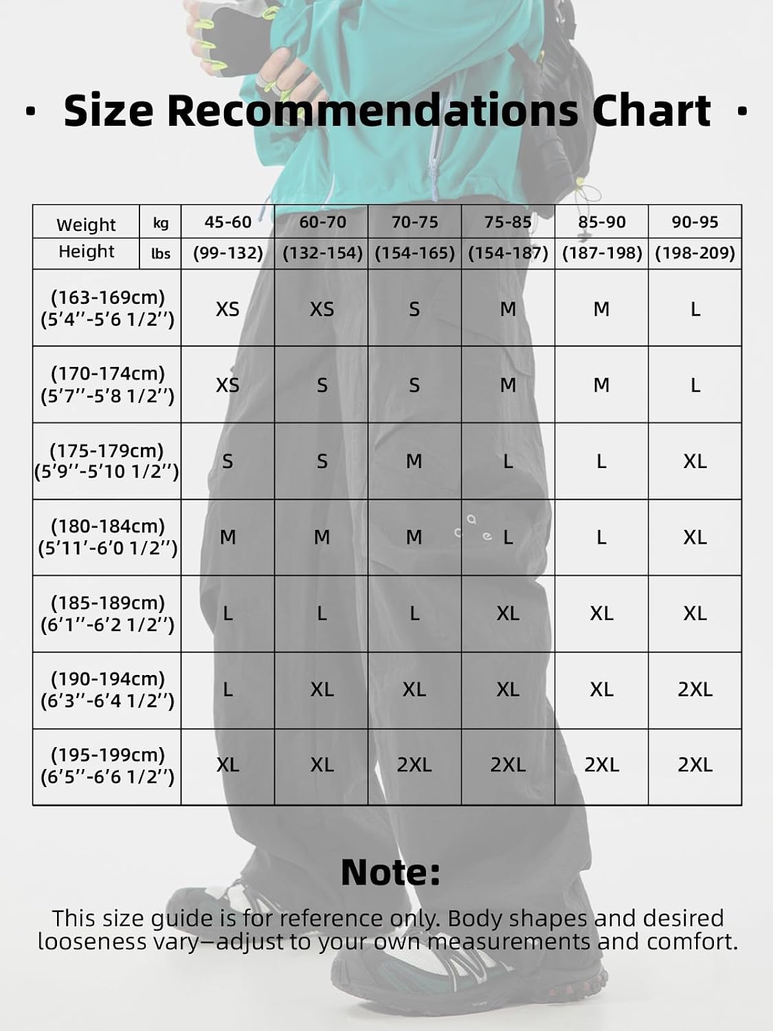Mens Baggy Hiking Cargo Pants Parachute Water Resistant Lightweight Wide Leg Pants Outdoor Climbing Trousers