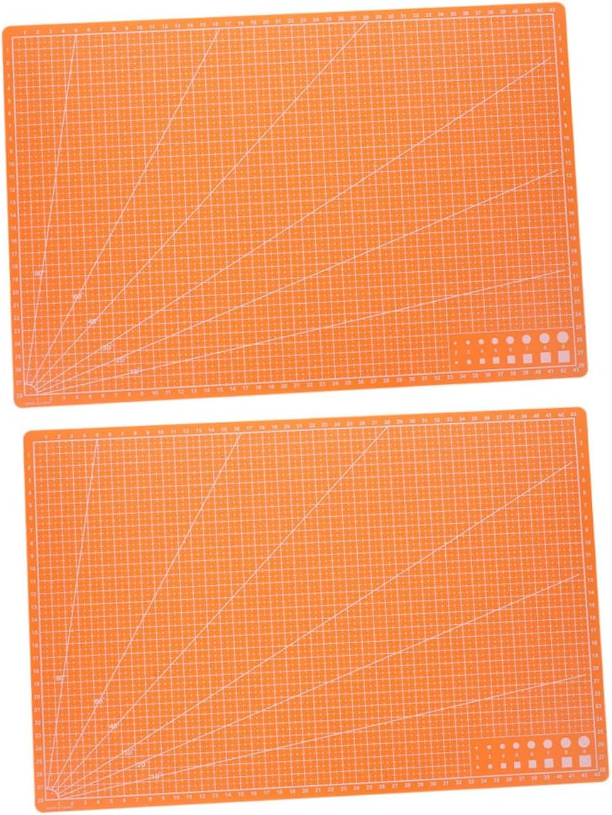 FRCOLOR Double-sided Quilting Cutting Mat and Sewing Cutting Board for Crafts, 2pcs A3 Orange Thin Self-healing Mats for Fabric, Modeling, and DIY Project Use