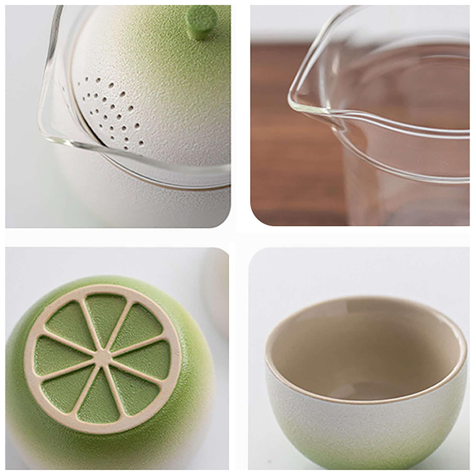zestaw do herbaty, Ceramiczny zestaw do herbaty, chińskie filiżanki z zaparzaczem i pokrywką Porcelanowa filiżanka wstążka 3 Zestawy upominkowe torbą podróżną biura w domu(Light Cyan)