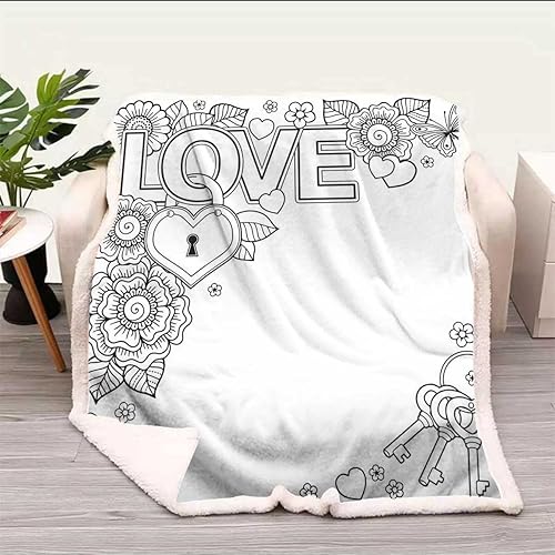 Miniatura 2 de Love Graffiti Cobijas Calientes para Invierno - Manta de franela mullida, cálida, acogedora, gruesa para sofá, dormitorio, tamaño bebé, 39 x 47