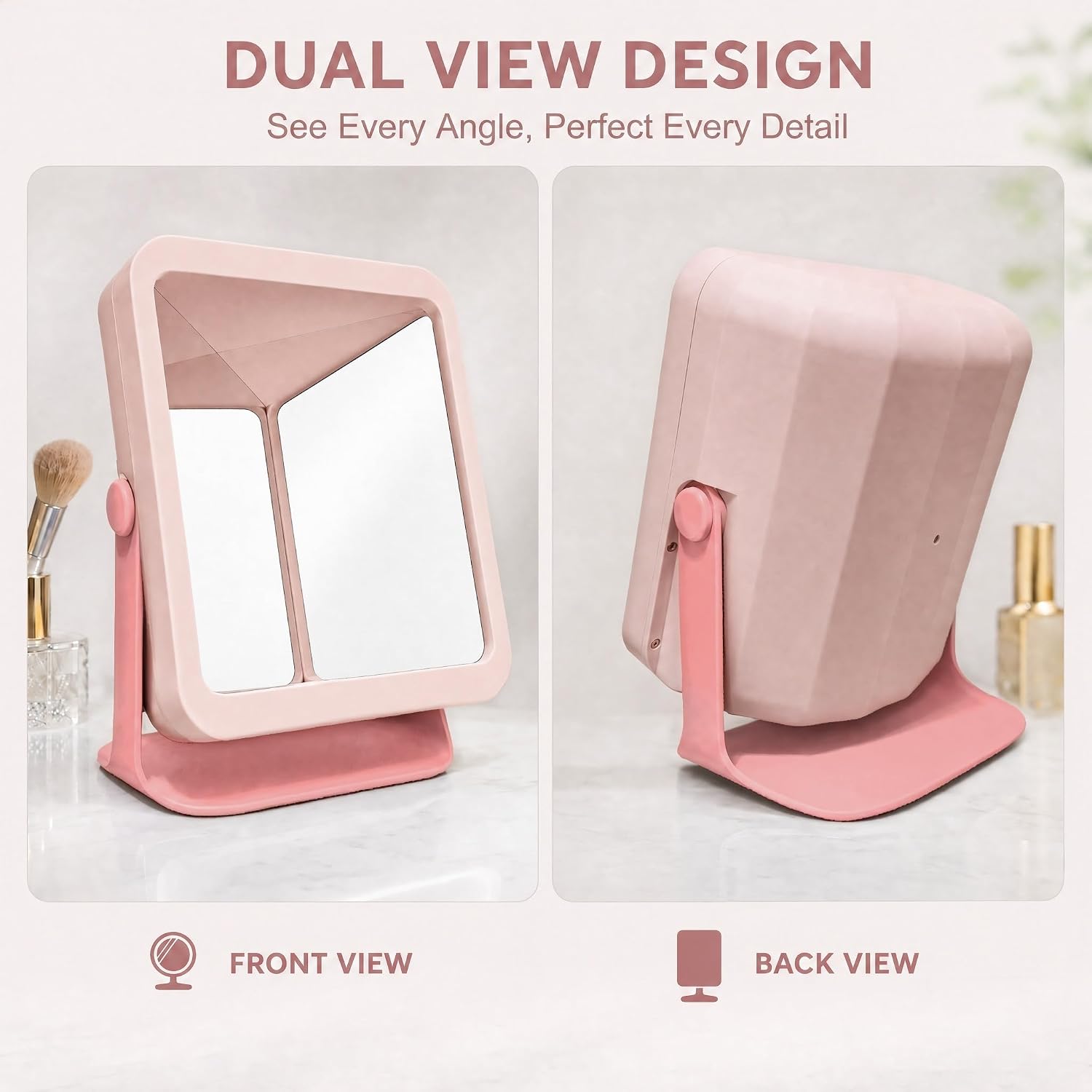 Non Reversing Mirror True Reflection Vanity Mirror, 90° Rotatable Desktop Non Inverted Mirror with Stand, No Reverse Mirror for Makeup, Hair Styling & Gifting