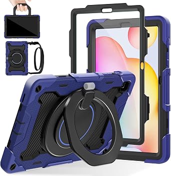 ROISKIN Case for Samsung Galaxy Tab S6 Lite 10.4 2024-2020,Drop-Proof Protection Cover with 360 Rotate Stand & Handle & Screen Protector & Shoulder Strap & Kids Friendly