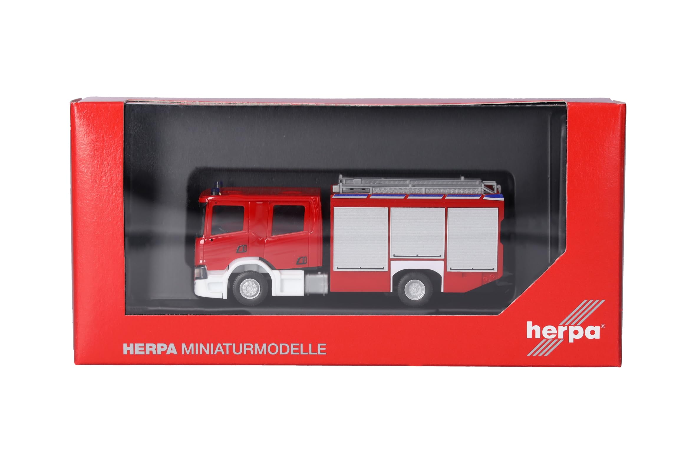 Herpa modello di camion Scania CP28 Crewcab veicolo antincendio "Feuerwehr", in scala 1:87, pezzo da collezione, modello tedesco, statuetta plastica