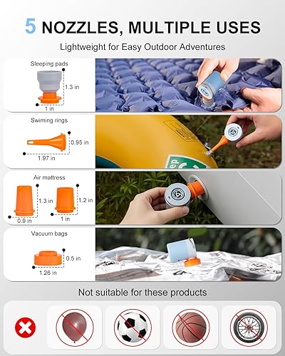 Miniatura 5 de Bomba de aire inflable portátil para piscina, 5 kPa, actualización eléctrica de campamento, viajes, mini bomba de inflado para inflables, colchón de