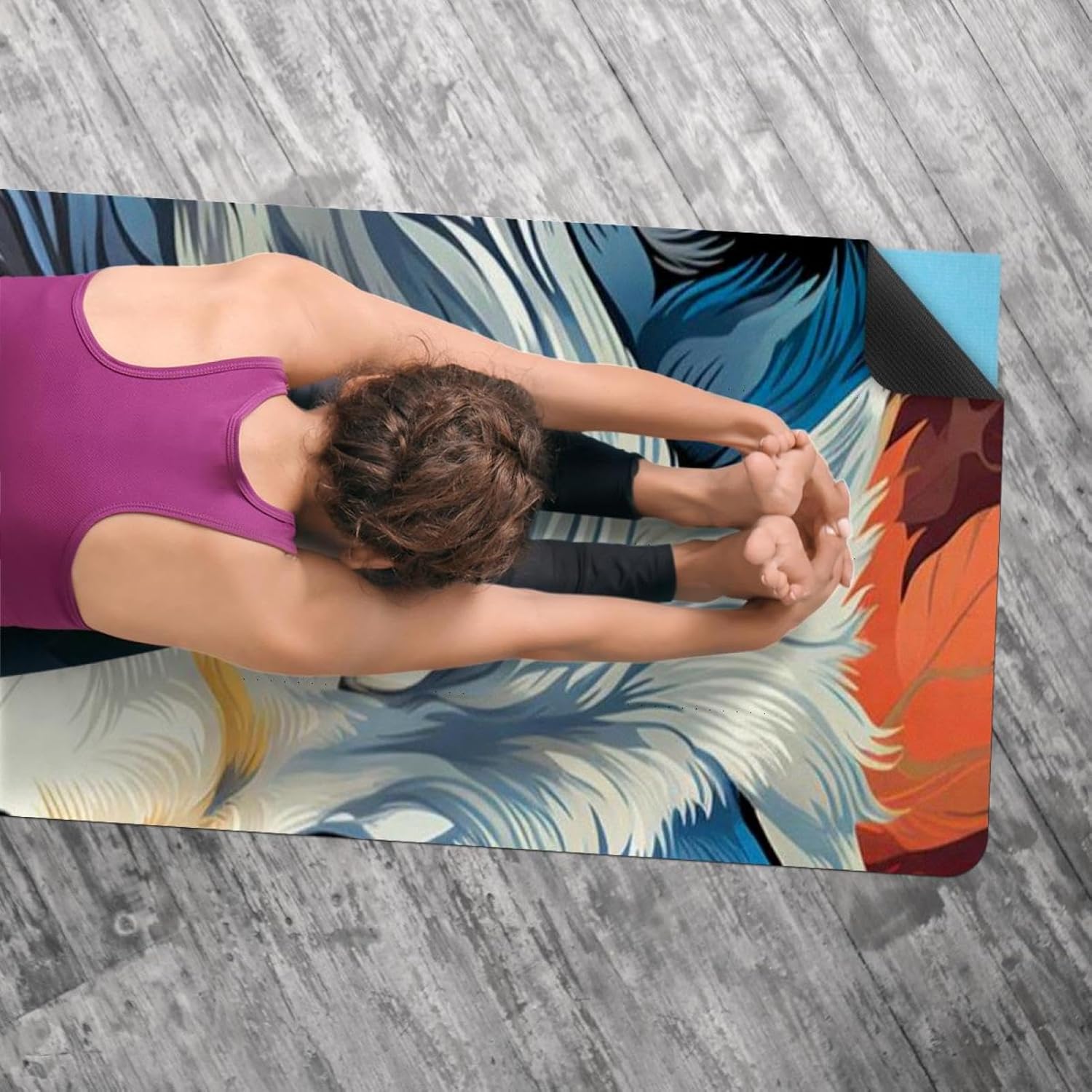 Yoga Towel, Wolf Animal Print Non Slip Sweat Absorbent Hot Yoga Mat Towel for Hot Yoga, Pilates and Fitness - 72.8" x 26.8"