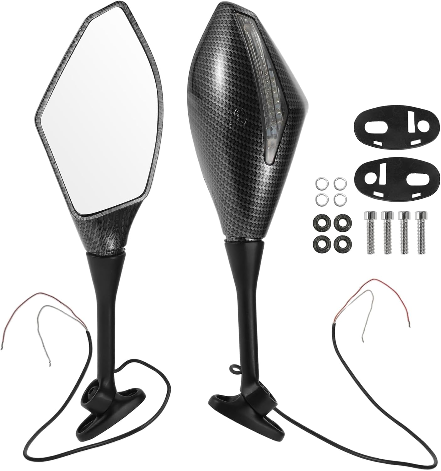 1 Set Motorcycle Rear View Mirrors for Honda CBR600RR 2003-2014 Front Side Mirrors Mount Carbon Fiber Pattern Black Aluminum Plastic