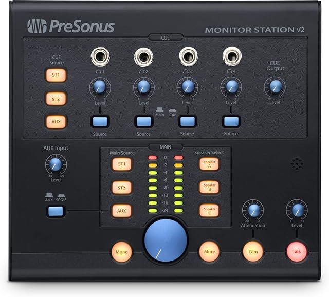 PreSonus Monitor Station V2, Desktop Studio Control Center with Monitor Volume Controller and Headphone Amplifier