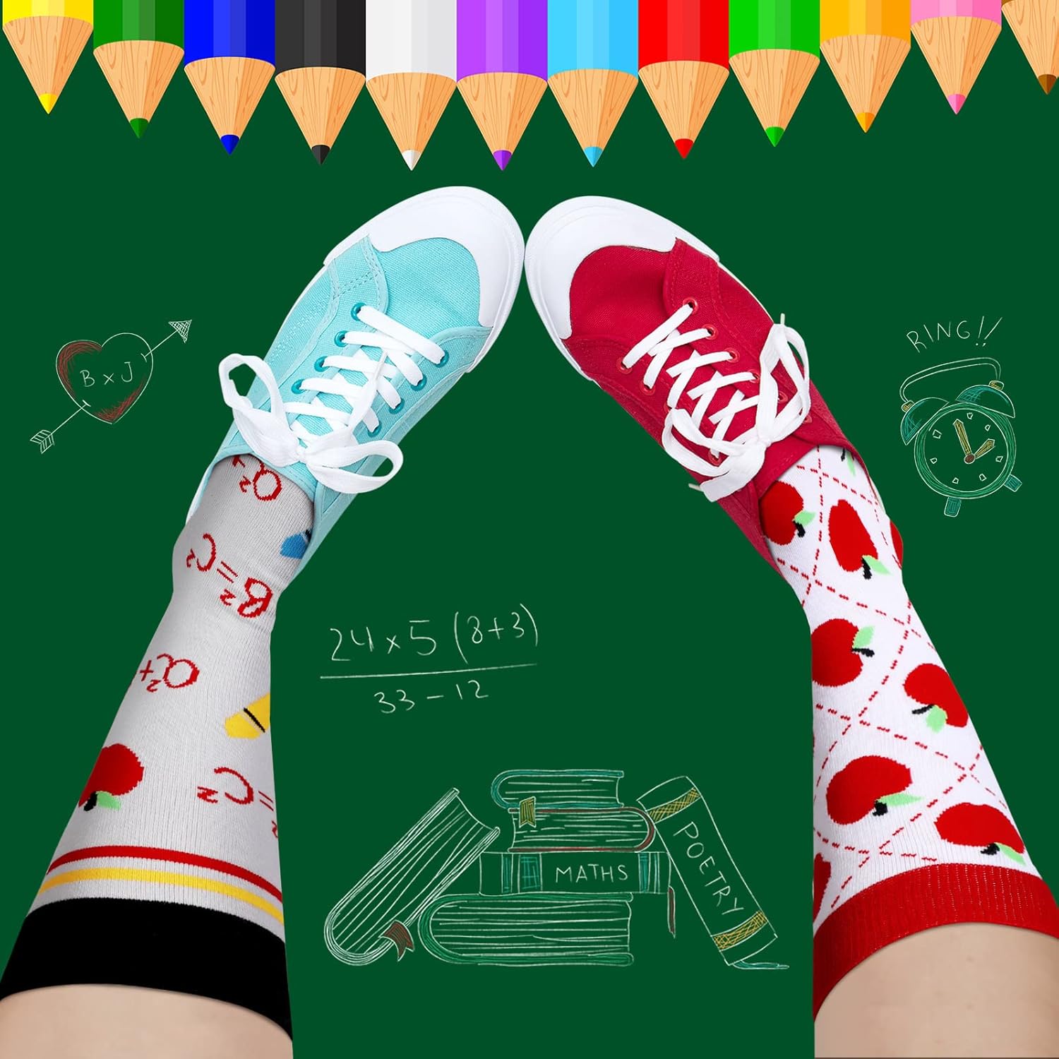 Hotop 6 Pairs Funny Crew Socks for Teacher Student Back to School Socks Lightweight Soft Teacher Appreciation Gift Socks for Adult Teens One Size - Image 7