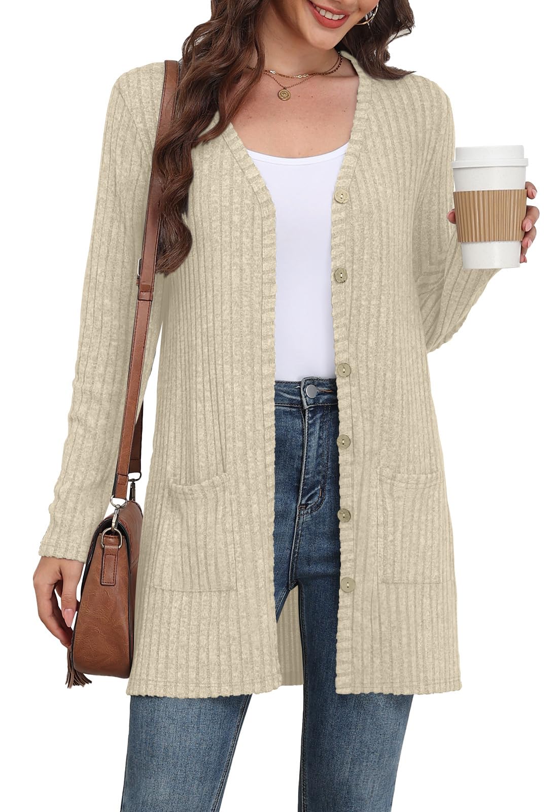 Yincro Womens Long Sleeve Lightweight Cardigan Sweaters Fall 2026 Open Front Casual Cardigans with Pockets