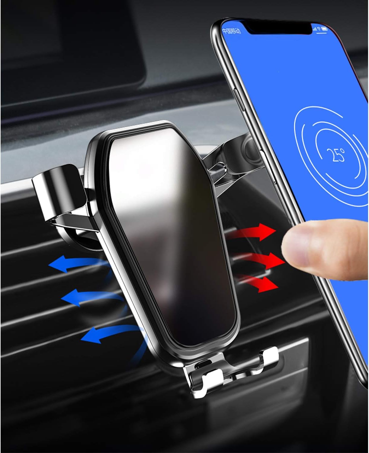 Tycom Car Phone Holder, Diamond Gravity Air Vent Car Phone Holder, Auto Clamp Mount Clip Mobile Stand Cradle Compatible for iPhone 11 Pro XS XR 8 Plus 7 6, Samsung S10 S9 S8, Huawei P30, Google Pixel