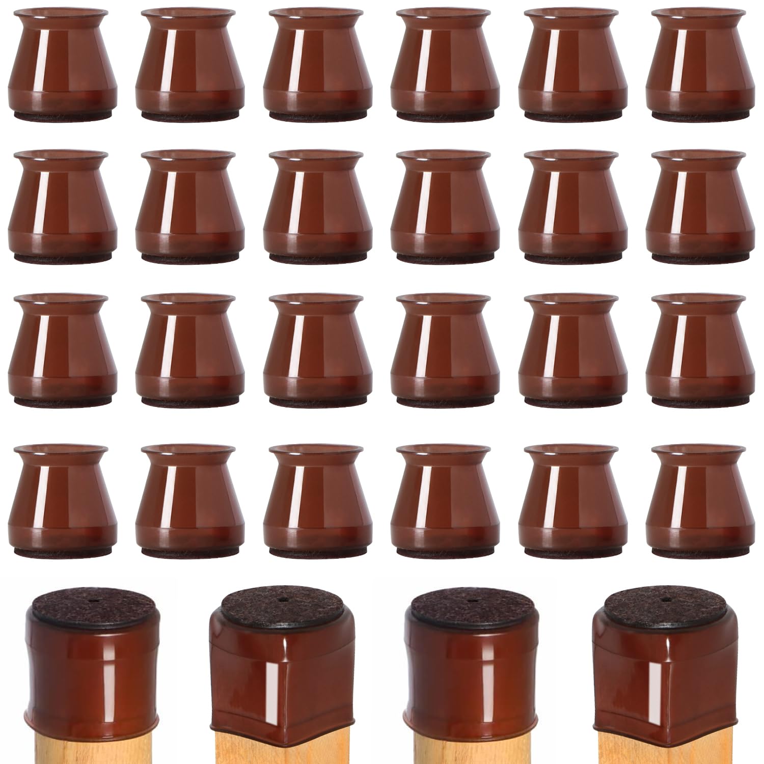 Ansible Chair Leg Floor Protectors, 24 Pcs Silicone Felt Furniture Leg Pads Caps Covers for Hardwood Floors (:Fit 0.9"-1.29") Brown (B0CG5GR5RY) Amazon Price History, Amazon Price Tracker