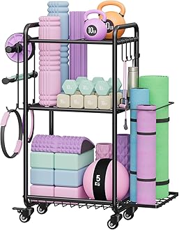- Multi-Functional Home Gym Storage Rack - Yoga Mat Storage Rack, Dumbbell Weight Rack & Workout Equipment Storage with Heavy-Duty Steel Construction for Gym Fitness Organizer